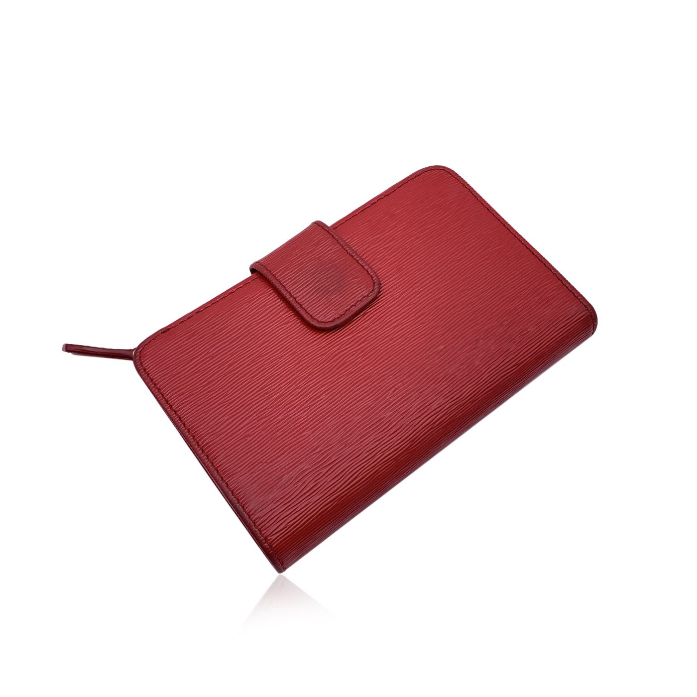 Prada Red Leather French Wallet Coin Purse 1ML225