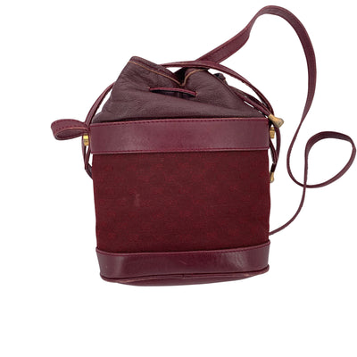 Gucci Vintage Burgundy Monogram Canvas Drawstring Mini Bucket Bag