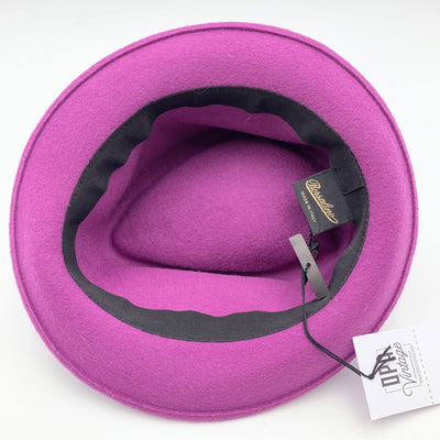 Borsalino Purple Felt Wool Hat with Ribbon One Size