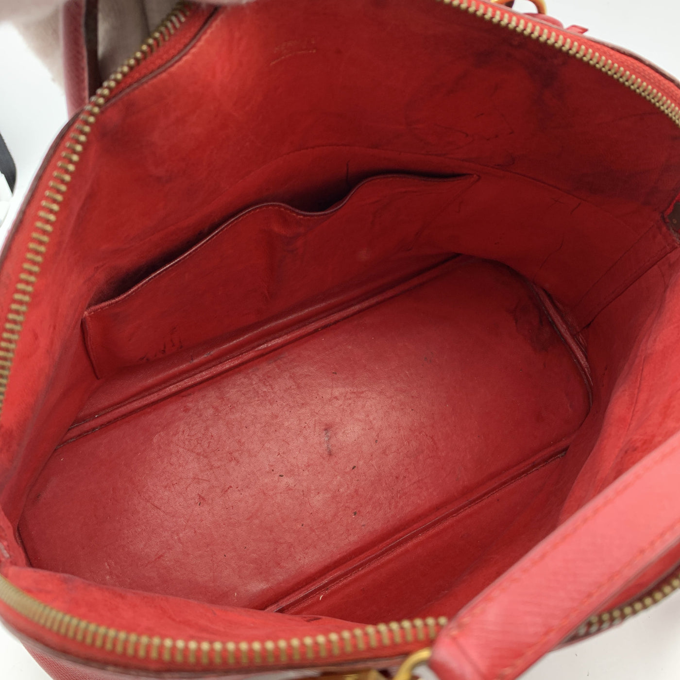 Hermes Vintage 1992 Red Leather Bolide 35 Satchel Bag with Strap