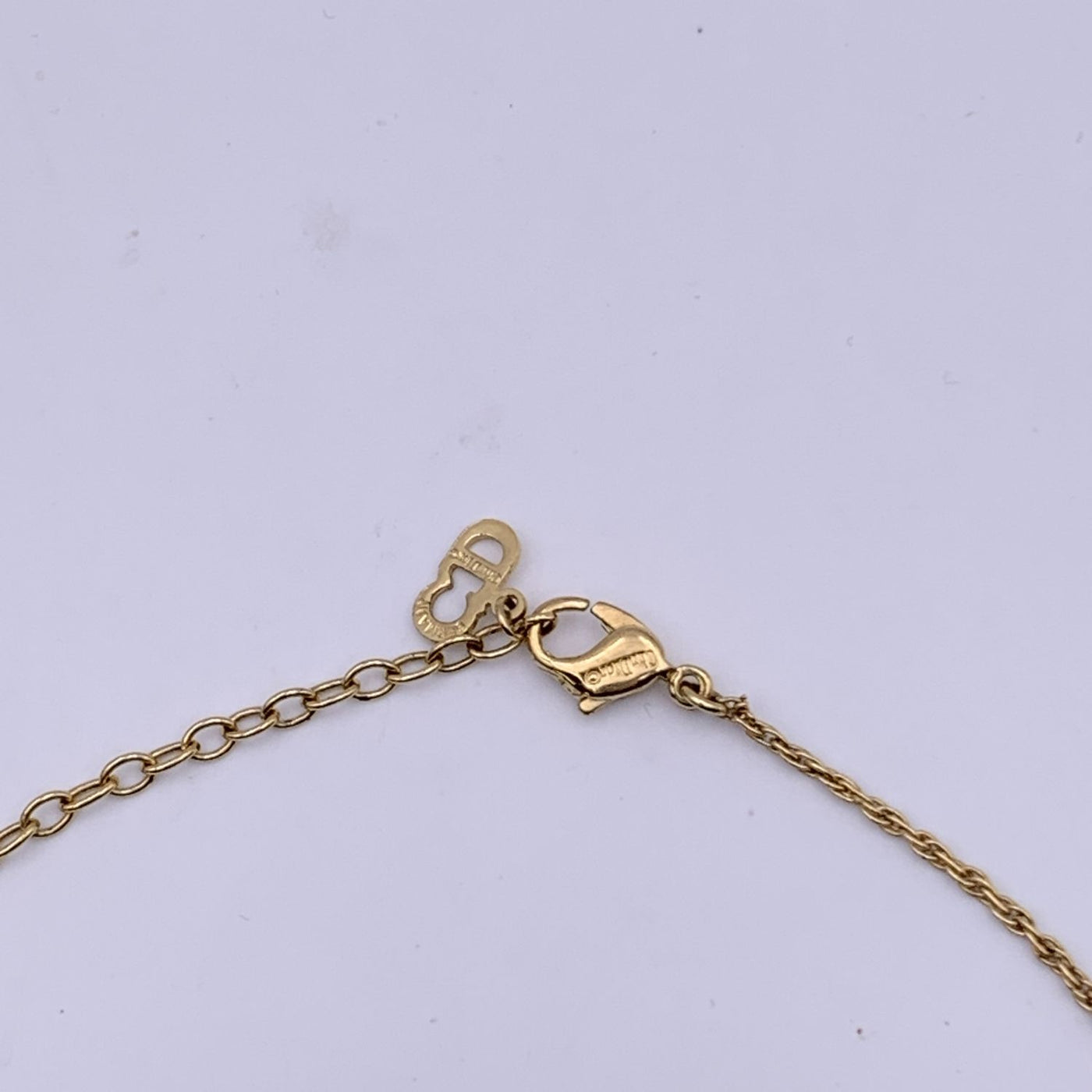 Christian Dior Gold Metal CD Logo Small Pendant Chain Necklace