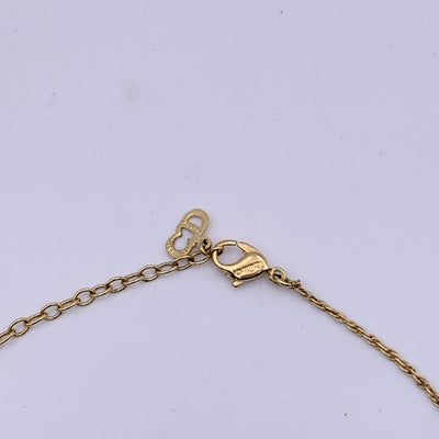 Christian Dior Gold Metal CD Logo Small Pendant Chain Necklace
