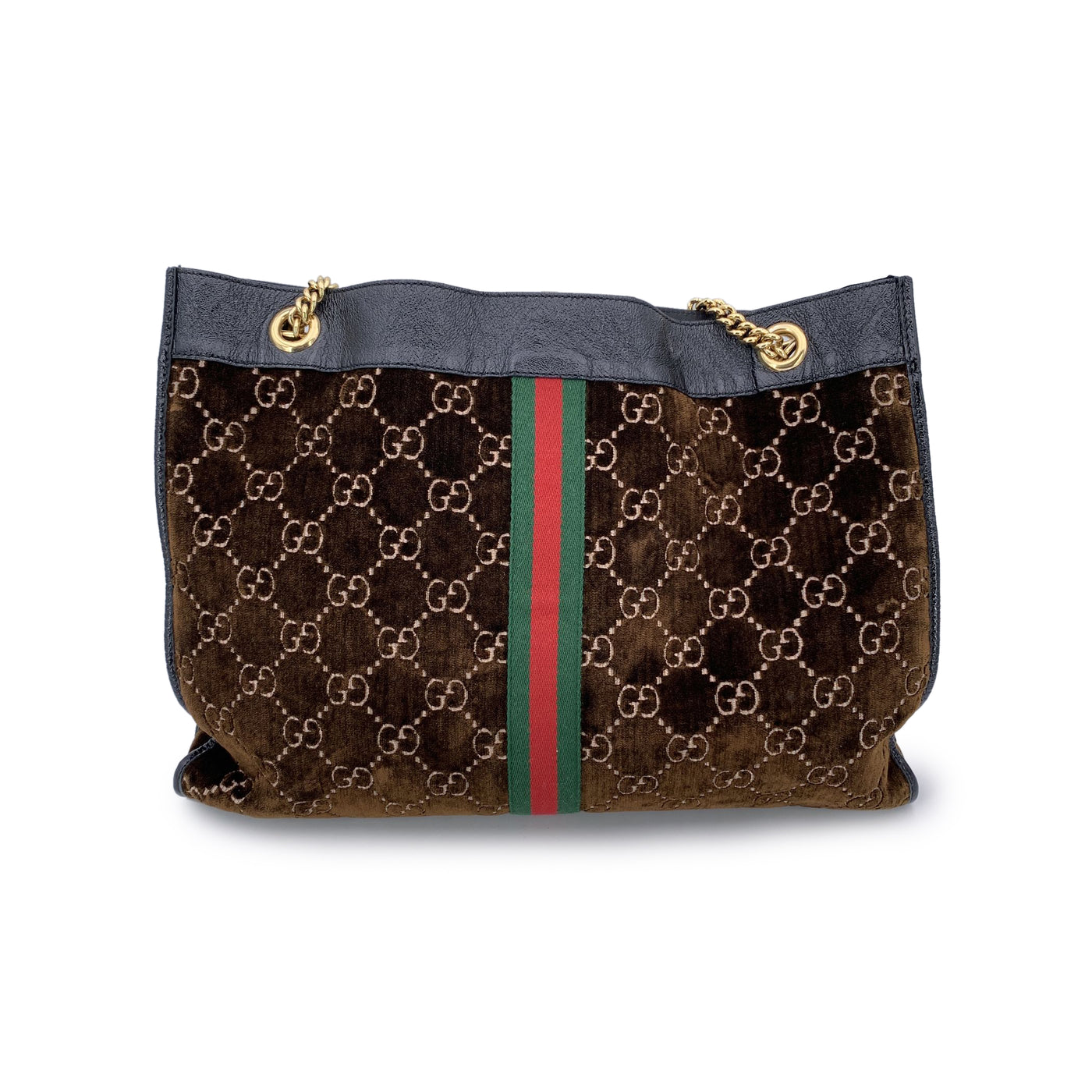 Gucci Brown Monogram Velvet Large Rajah Tote Shoulder Bag