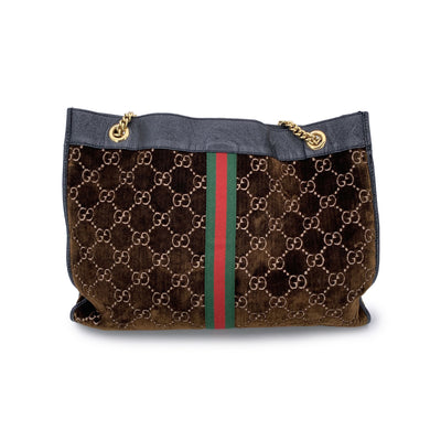 Gucci Brown Monogram Velvet Large Rajah Tote Shoulder Bag