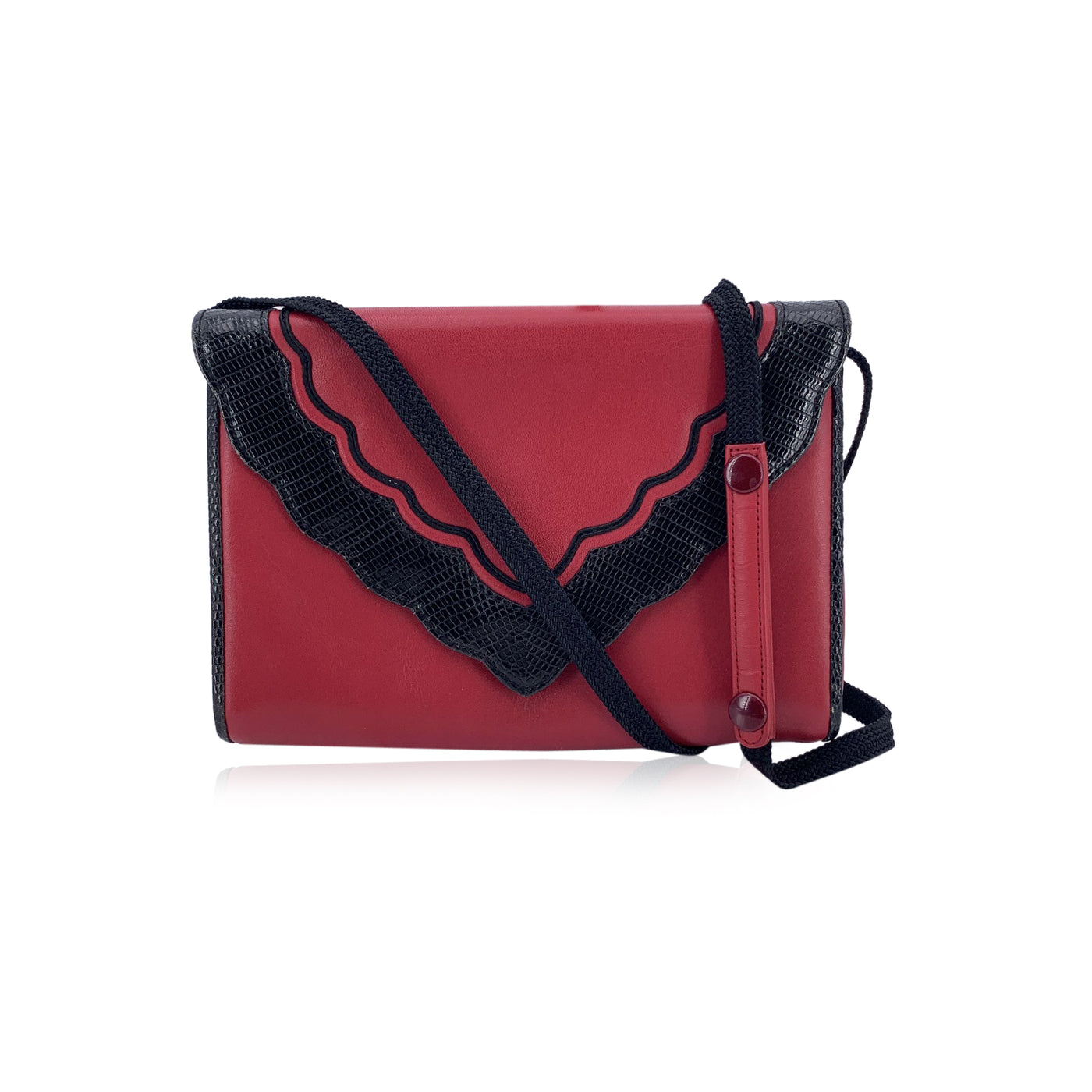 Yves Saint Laurent Vintage Red Black Leather Convertible Crossbody Bag