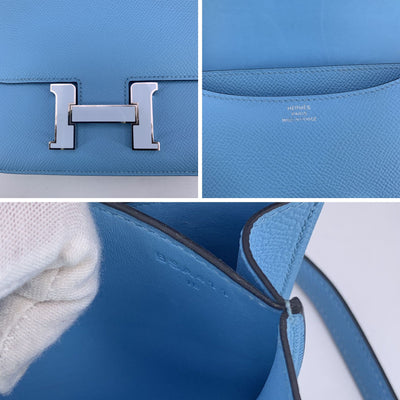 Hermes Light Blue Epsom Leather Constance 18 Shoulder Bag