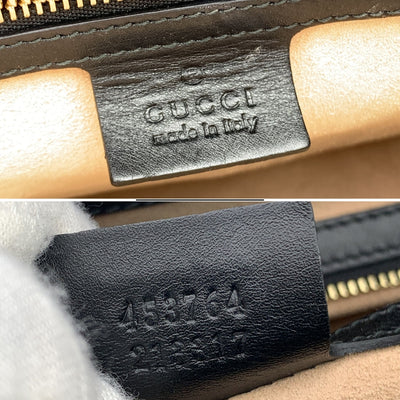 Gucci Black Leather Nymphaea Tote Bag Bamboo Handle with Strap