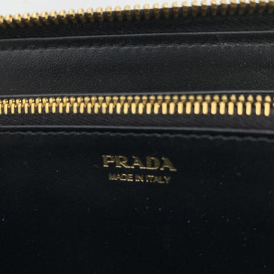 Prada Black Saffiano Leather Continental Zippy Wallet 1ML506