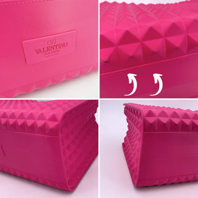 Valentino Garavani Fuchsia Rubber Le Troisieme Tote Handbag Bag
