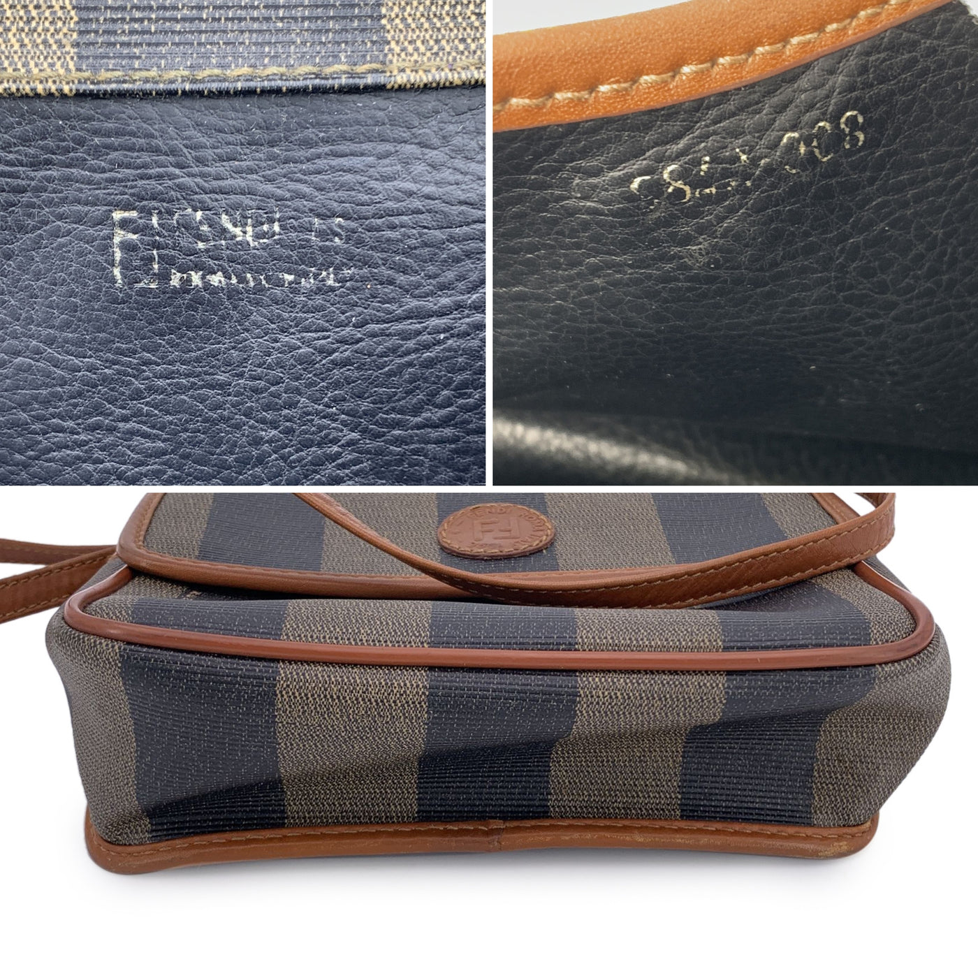 Fendi Vintage Pequin Striped Canvas Small Crossbody Bag