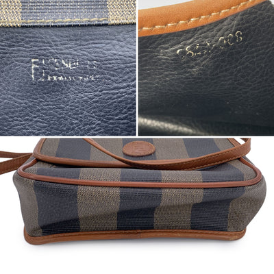 Fendi Vintage Pequin Striped Canvas Small Crossbody Bag