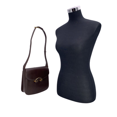 Gucci Vintage Brown Leather Box Shoulder Bag Handbag