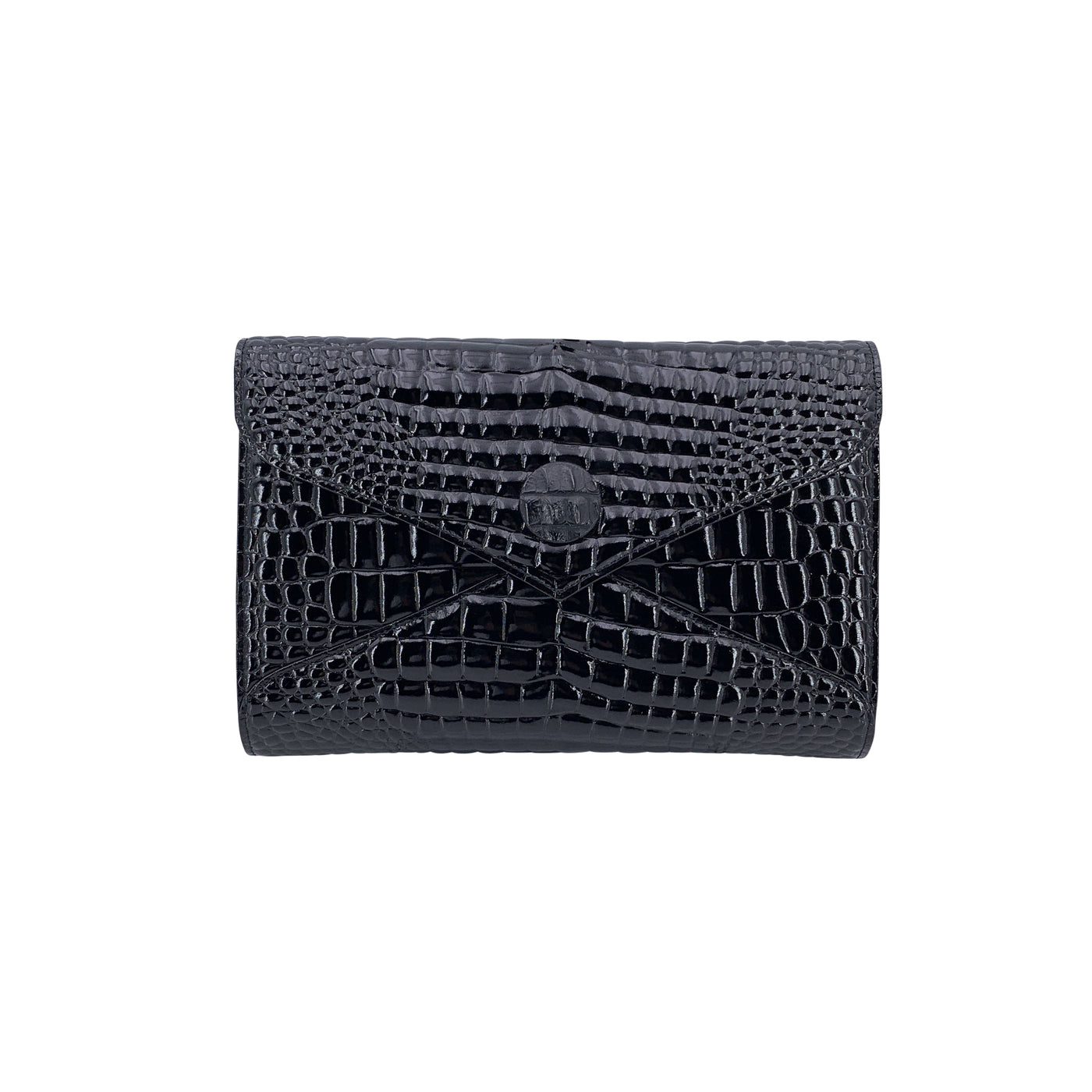 Yves Saint Laurent Vintage Embossed Black Patent Leather Clutch Bag