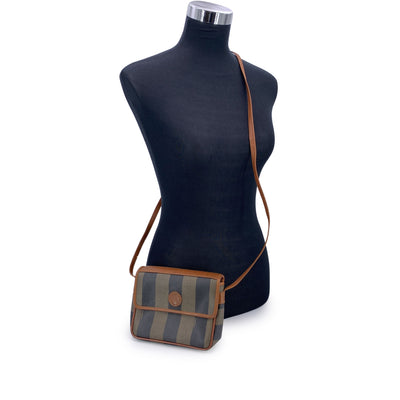Fendi Vintage Pequin Striped Canvas Small Crossbody Bag