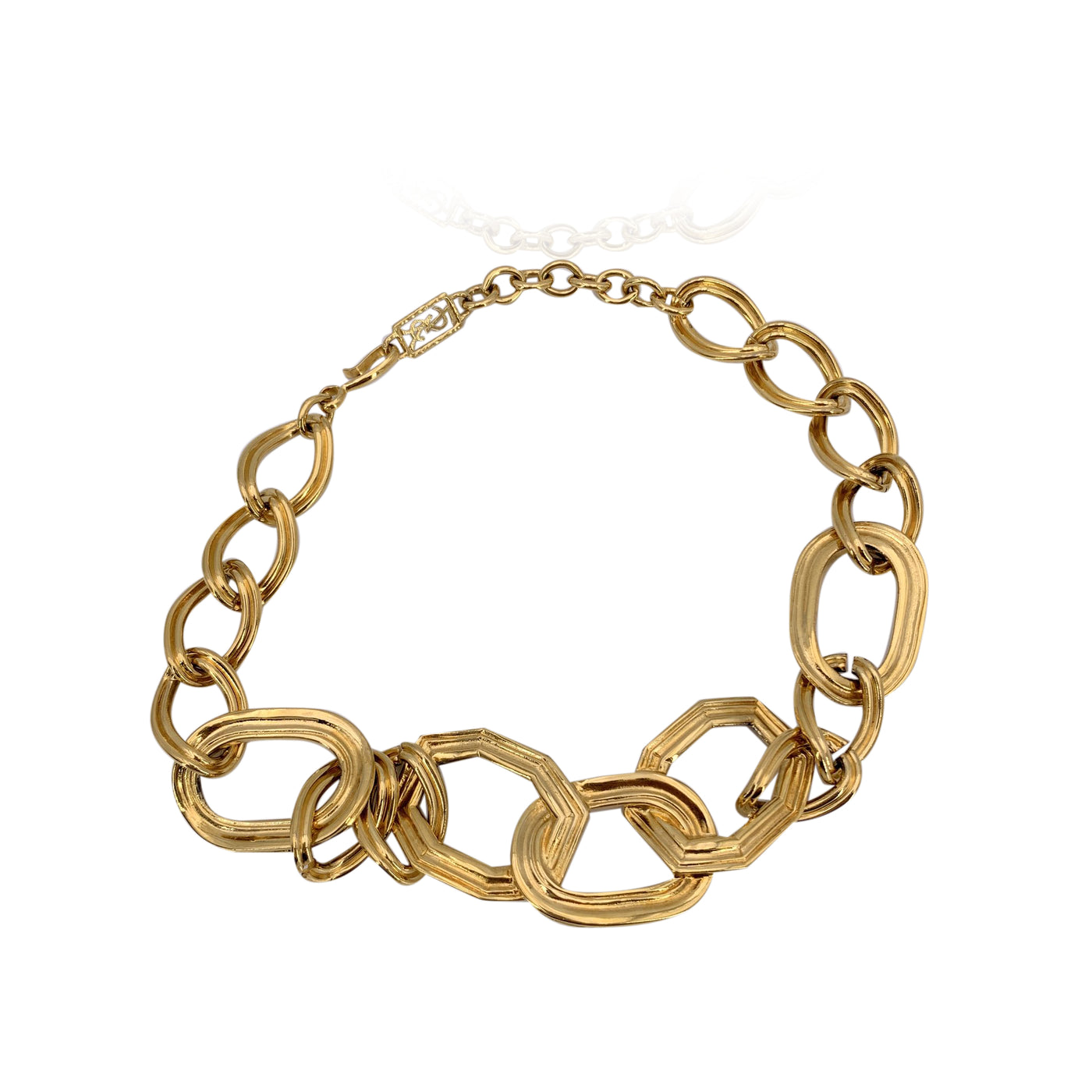 Yves Saint Laurent Vintage Gold Metal Big Chain Links Necklace