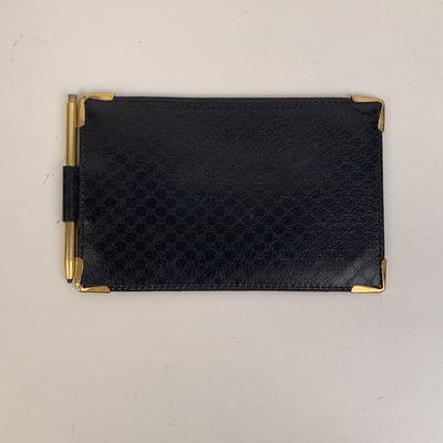 Gucci Vintage Blue Monogram Document Holder Wallet with Pen