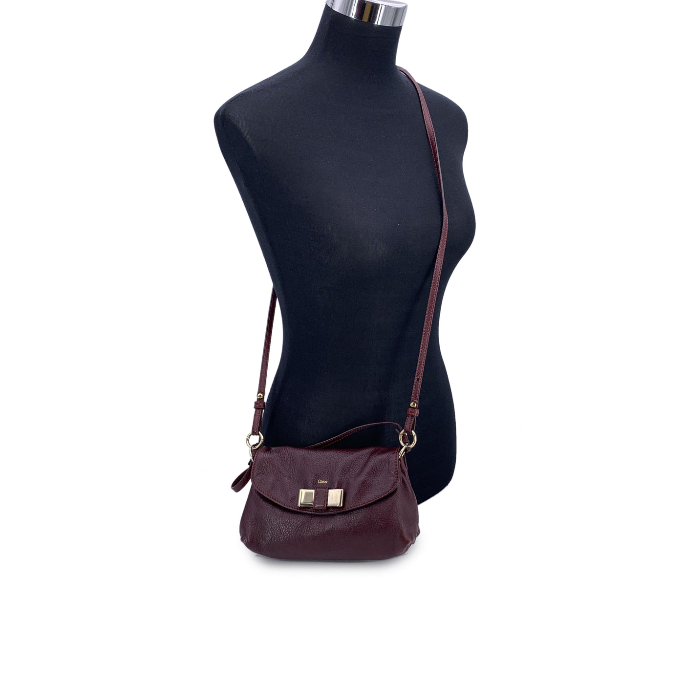 Chloe Purple Burgundy Leather 2 Way Lily Crossbody Bag Handbag