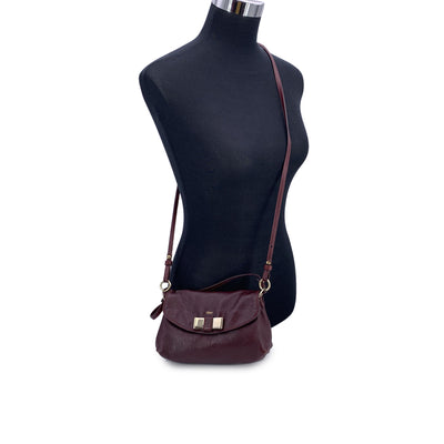 Chloe Purple Burgundy Leather 2 Way Lily Crossbody Bag Handbag