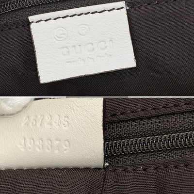 Gucci Blue Logo Denim and Leather Tote Bag Shopper White