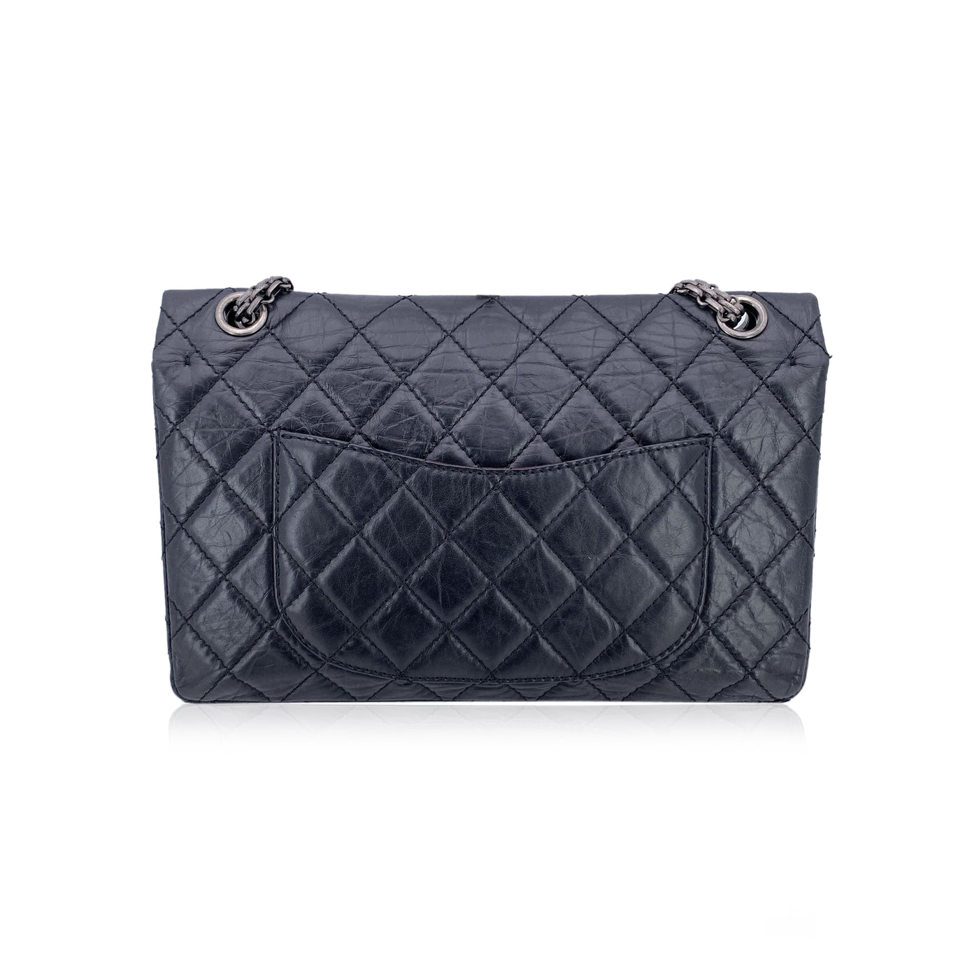 Chanel Black Leather Reissue 2.55 Large Double Flap Shoulder Bag