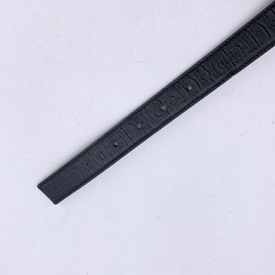 Gucci Black Embossed Horsebit Leather Belt Size 80/32