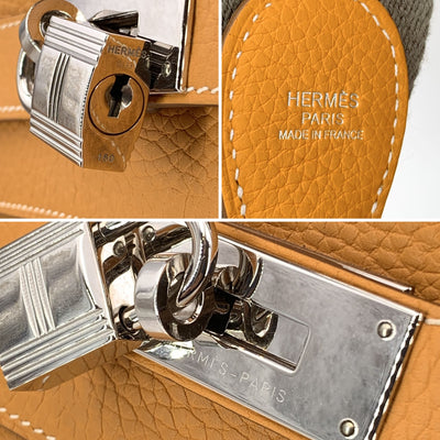 Hermes Saffron Clemence Leather Kelly 40 Retourne Handbag Bag