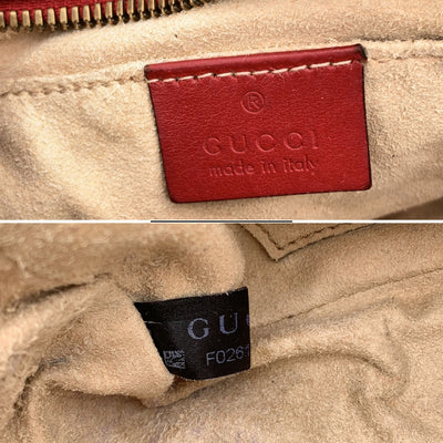 Gucci Red Leather Small GG Marmont Matelassè Camera Shoulder Bag