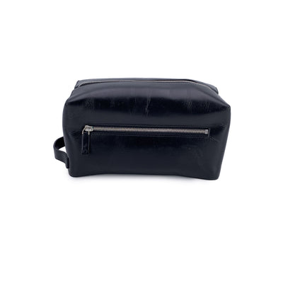 Montblanc Black Leather Toiletry Trousse Wash Cosmetic Bag