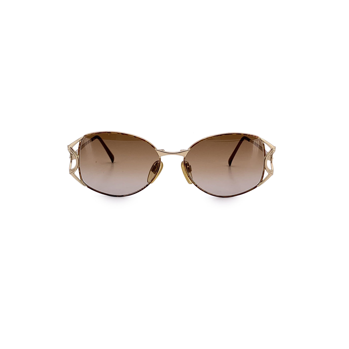 Valentino Vintage Gold Metal Oval Sunglasses Mod. V465 53/16 130mm