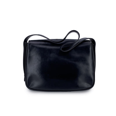 Gucci Vintage Black Leather GG Cut Out Flap Shoulder Bag