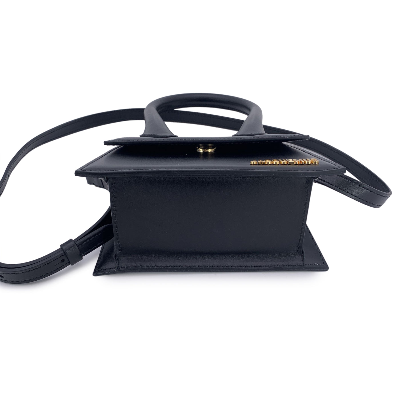 Jacquemus Black Leather Le Chiquito Small Structured Bag with Strap