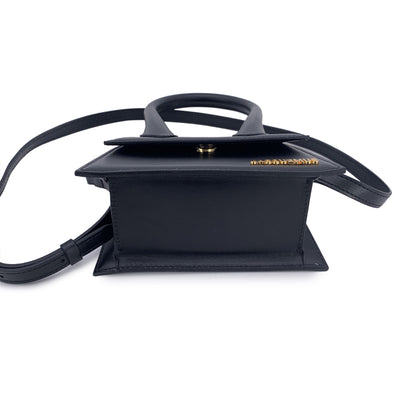 Jacquemus Black Leather Le Chiquito Small Structured Bag with Strap