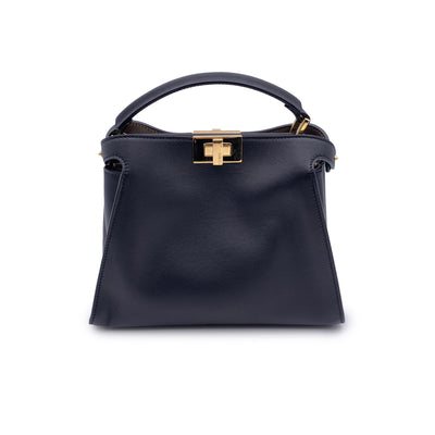 Fendi Black Leather Peekaboo Essentially Mini Top Handle Satchel Bag