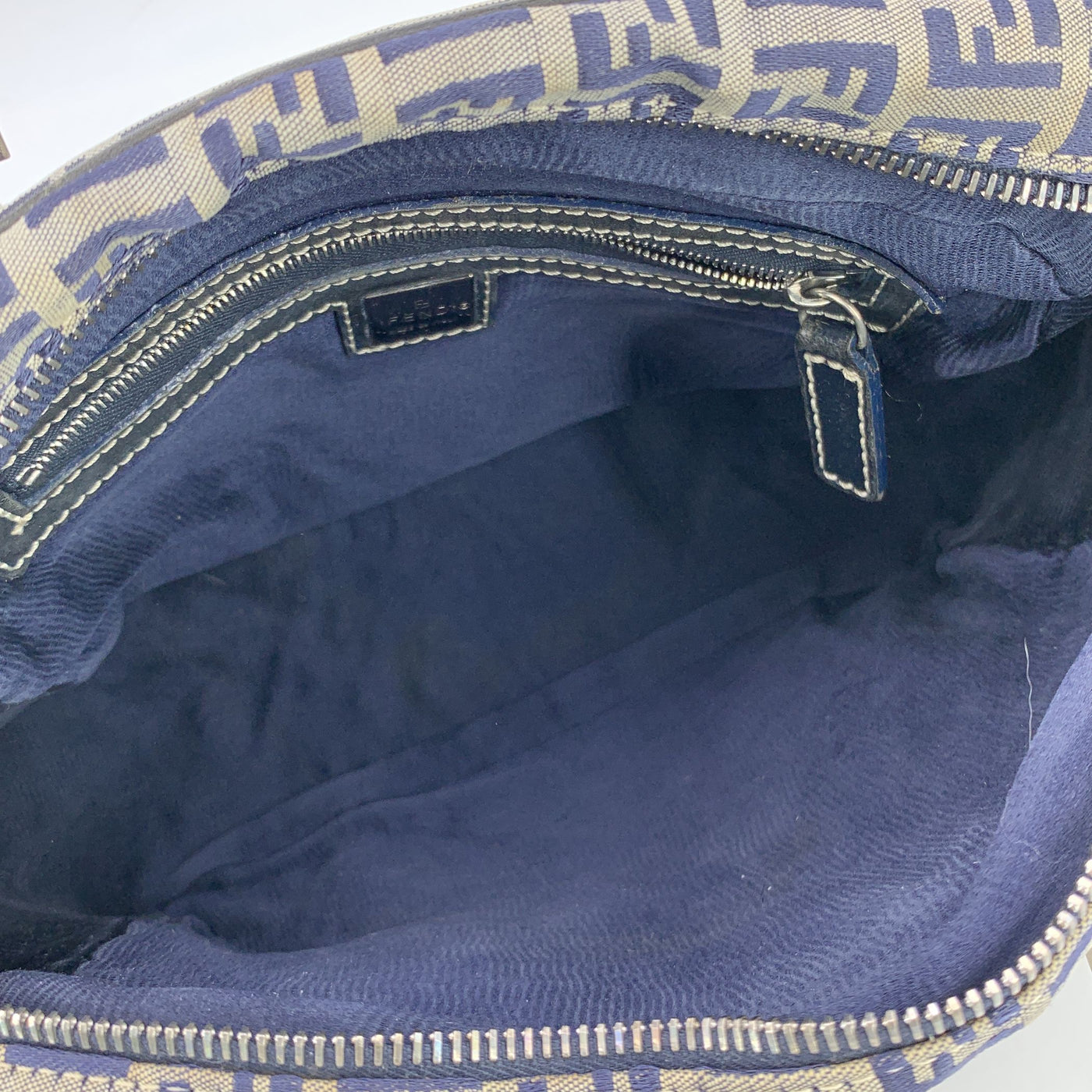 Fendi Blue Monogram Zucchino Canvas Satchel Handbag