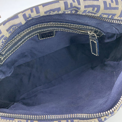 Fendi Blue Monogram Zucchino Canvas Satchel Handbag