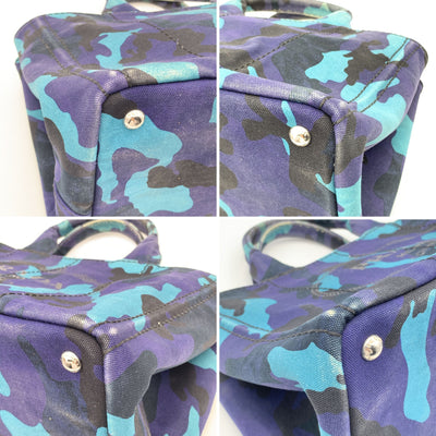 Prada Blue Camouflage Canvas Canapa Logo Tote Bag