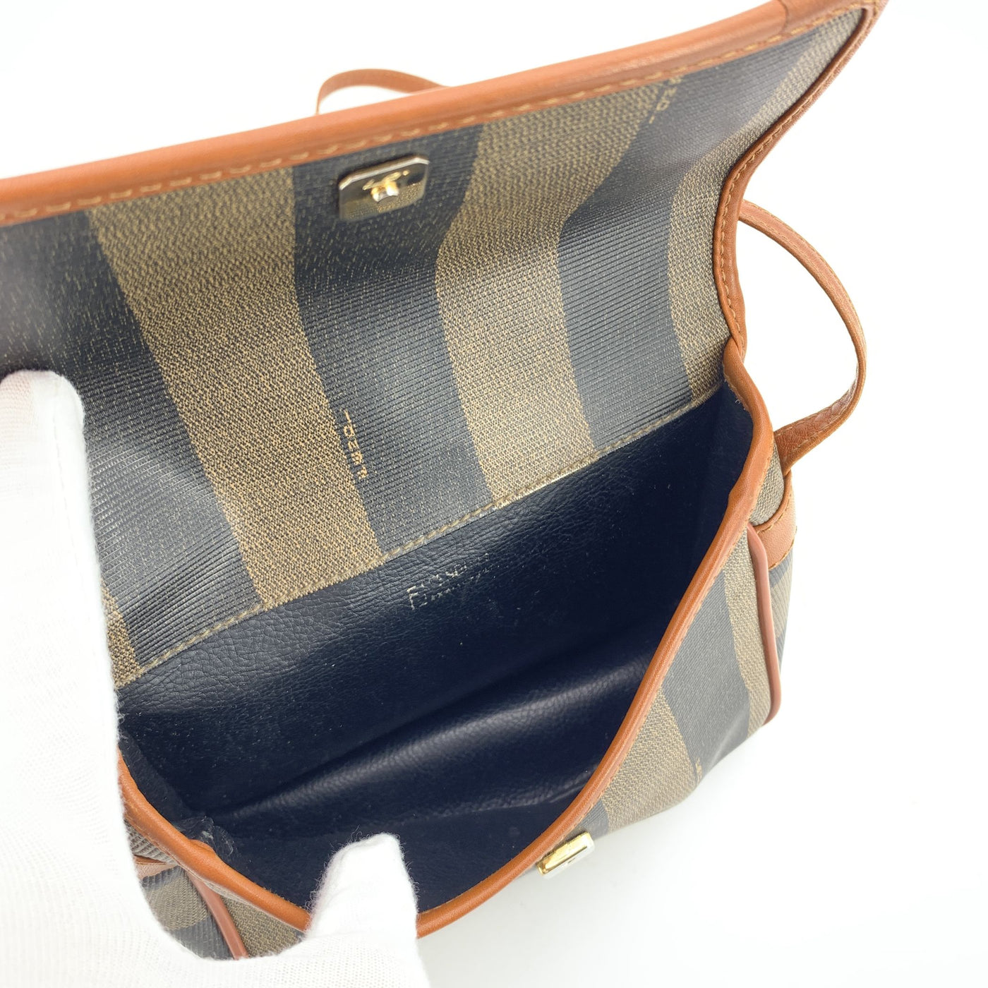 Fendi Vintage Pequin Striped Canvas Small Crossbody Bag