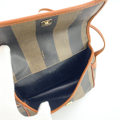 Fendi Vintage Pequin Striped Canvas Small Crossbody Bag