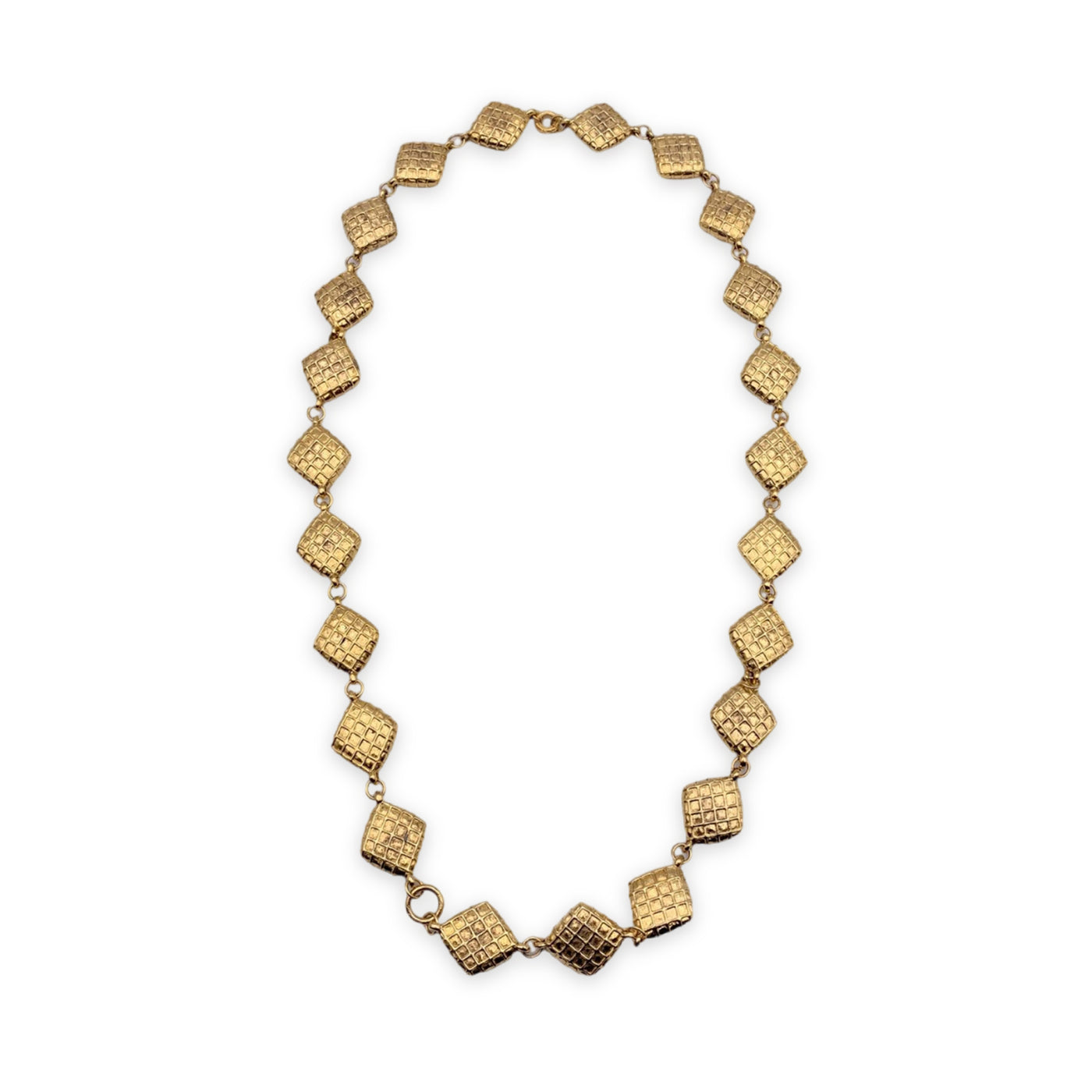 Chanel Vintage Gold Metal Quilted Collar Necklace