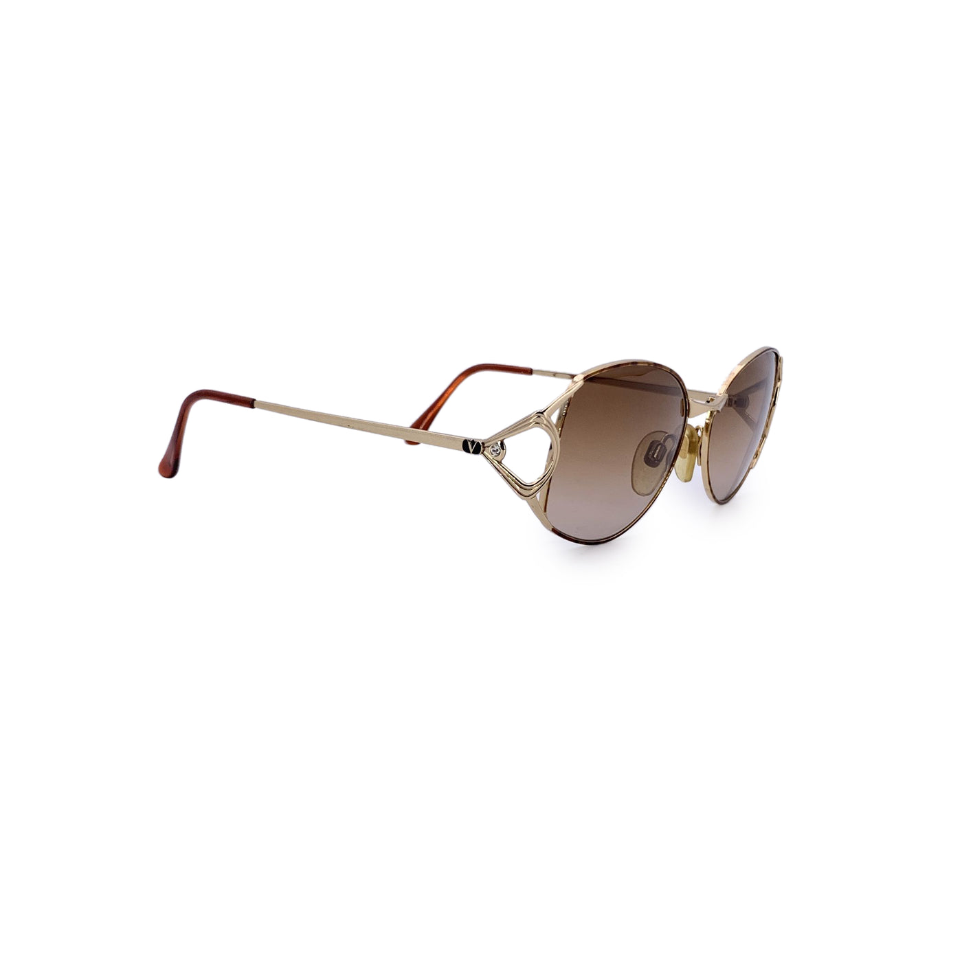Valentino Vintage Gold Metal Oval Sunglasses Mod. V465 53/16 130mm