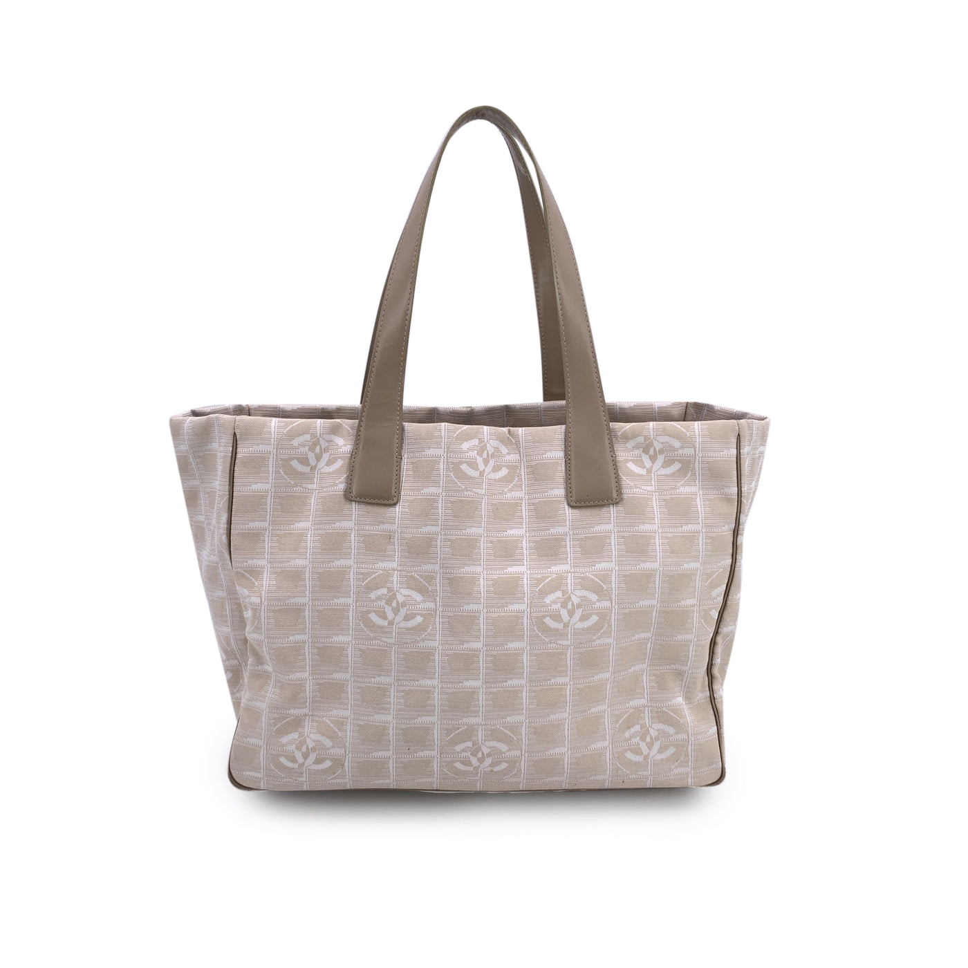 Chanel Vintage Beige Nylon New Travel Line Tote Shoulder Bag