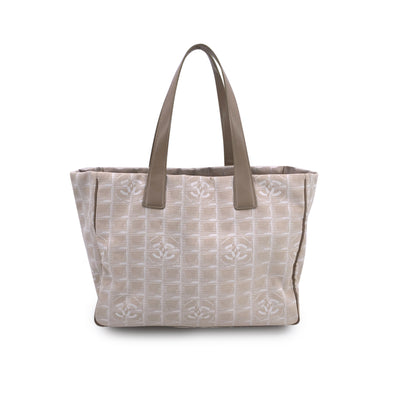 Chanel Vintage Beige Nylon New Travel Line Tote Shoulder Bag