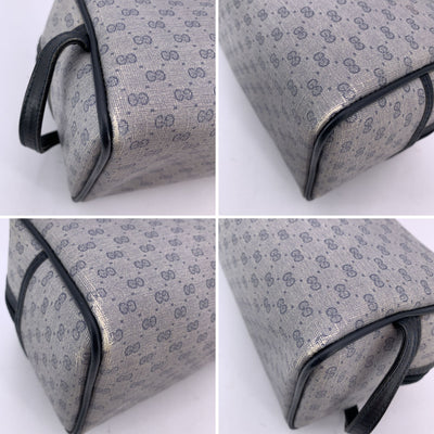 Gucci Vintage Gray Blue Monogram Canvas Clutch Wash Cosmetic Bag