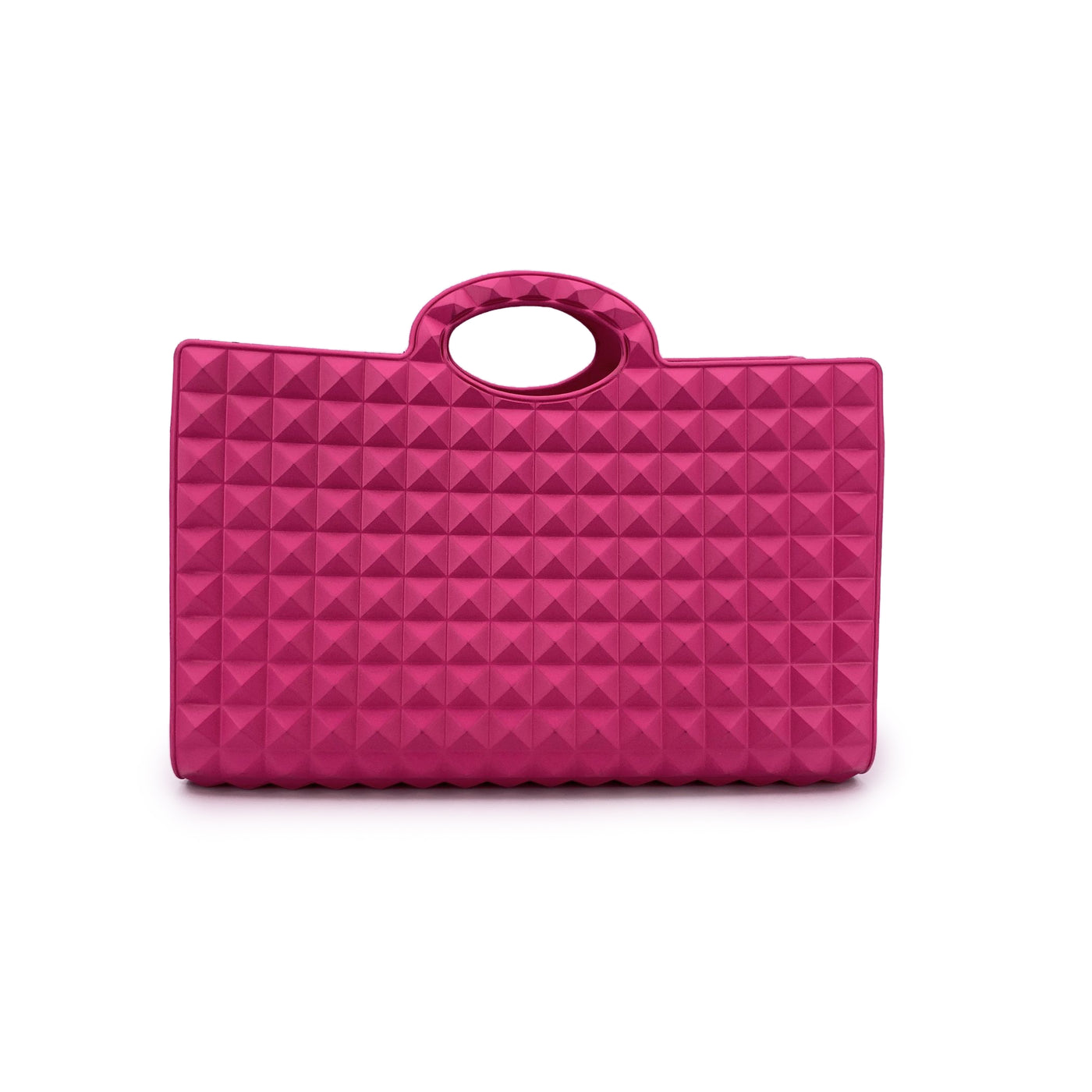Valentino Garavani Fuchsia Rubber Le Troisieme Tote Handbag Bag