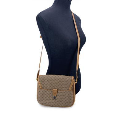Gucci Vintage Beige Monogram Canvas and Leather Flap Shoulder Bag