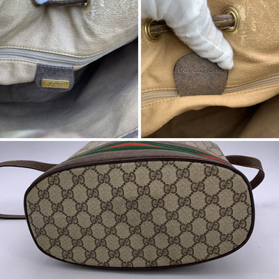 Gucci Vintage Beige Monogram Web Drawstring Bucket Bag