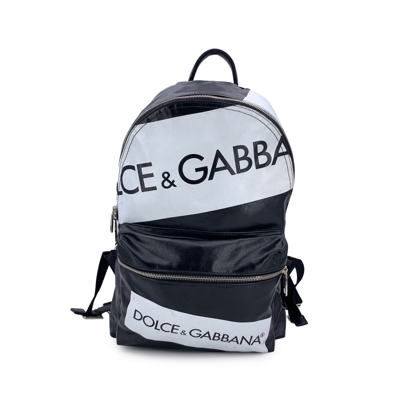 Dolce & Gabbana Black Canvas Vulcano Logo Backpack Shoulder Bag