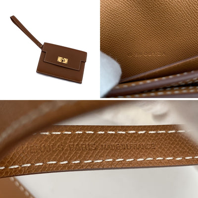 Hermes Tan Epsom Leather Kelly Pocket Slim Wallet Gold Hardware