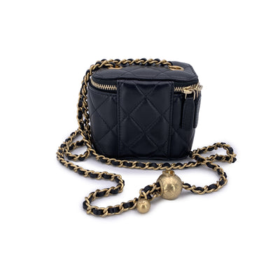 Chanel Black Quilted Leather Mini Vanity Case Crossbody Bag