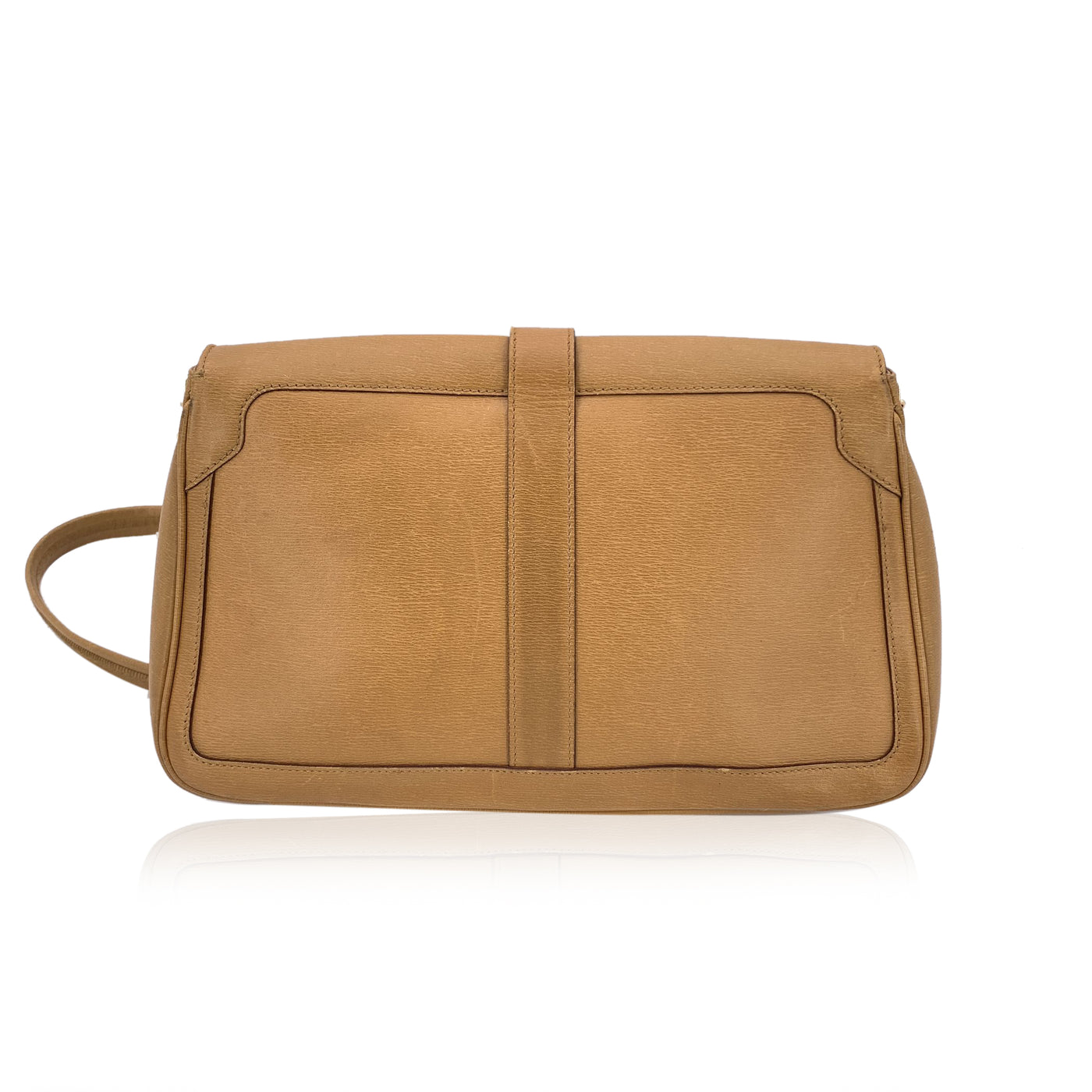 Gucci Beige Leather Zip Pockets Shoulder Bag